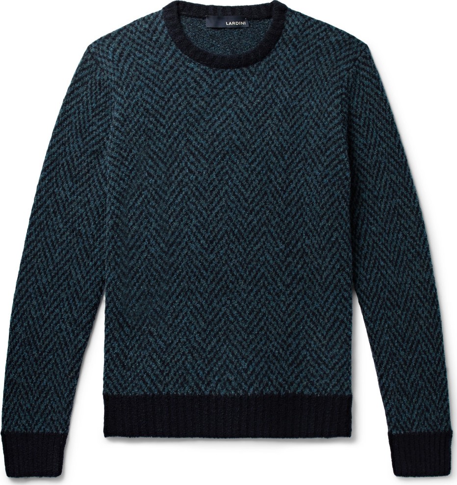 Lardini Slim-Fit Herringbone Wool-Blend Sweater