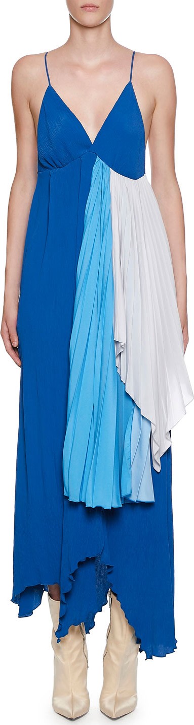 Unravel Strappy Tri-Tone Draped Crepeon Dress