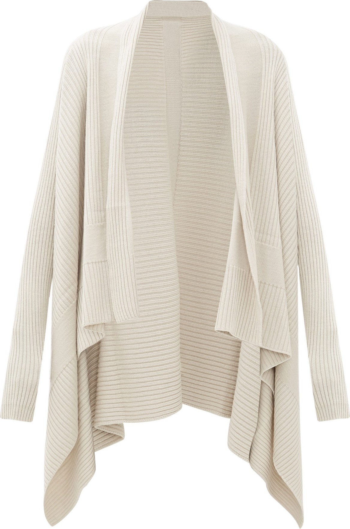 Rick Owens Waterfall-collar ribbed-wool cardigan