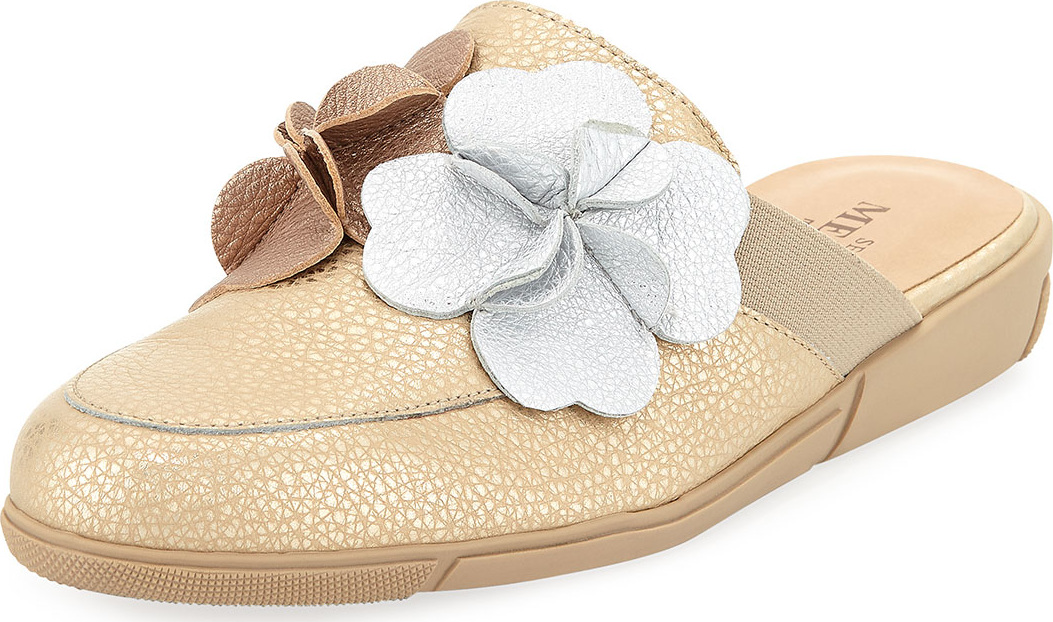 Sesto Meucci Diza Floral-Embellished Soft Leather Mule Flat