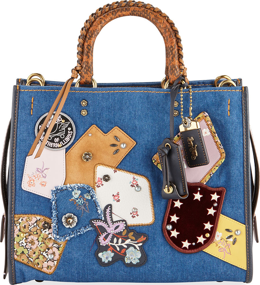 COACH 1941 Rogue Exotic Denim Patchwork Bag