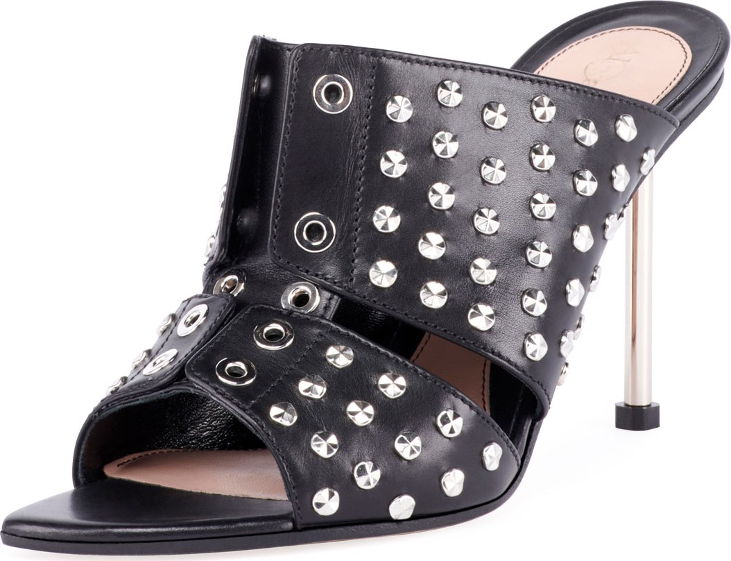 Alexander McQueen Studded Leather Slide Sandals