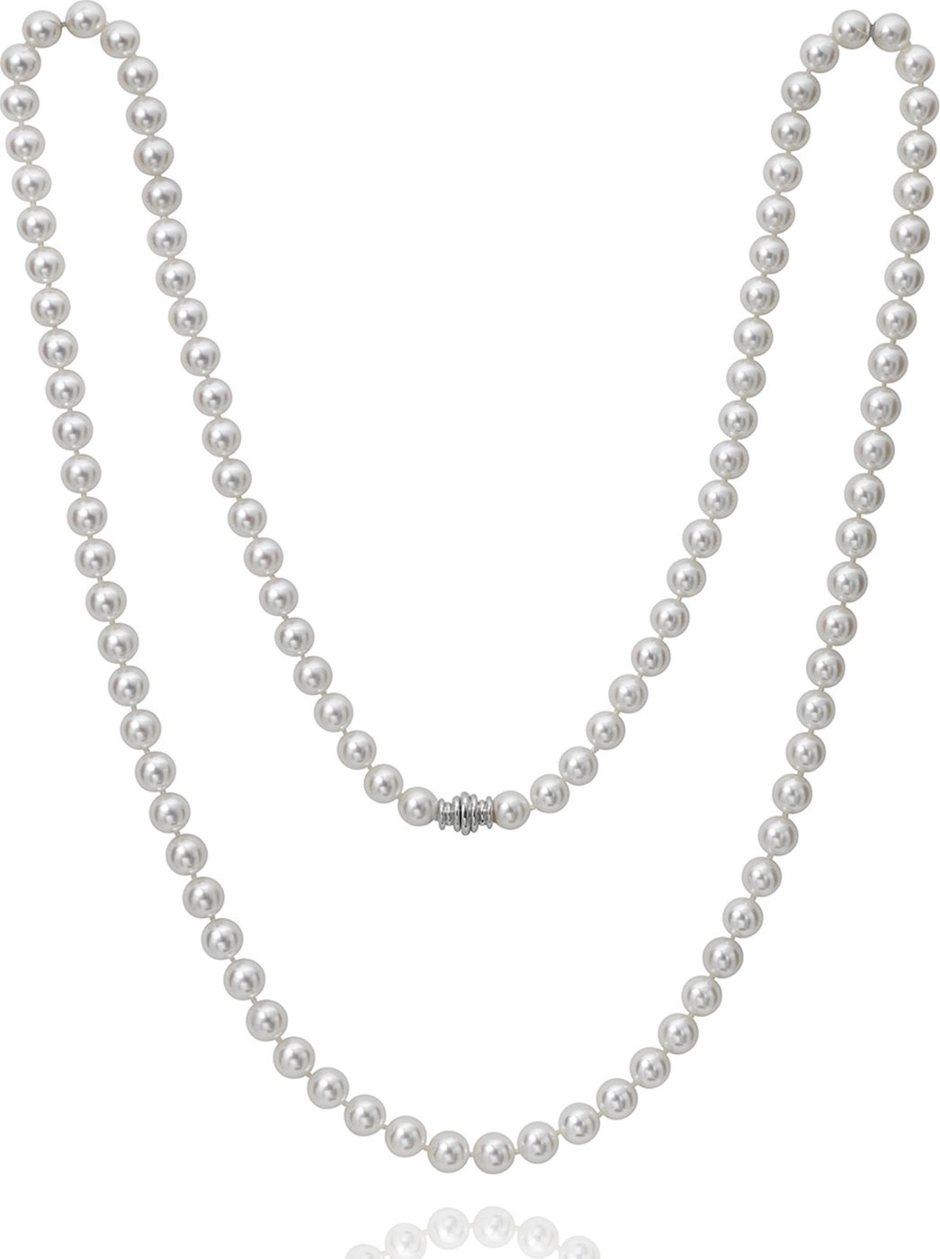 Assael Long Akoya 7.5mm Pearl-Strand Necklace w/ 18k White Gold, 36"L