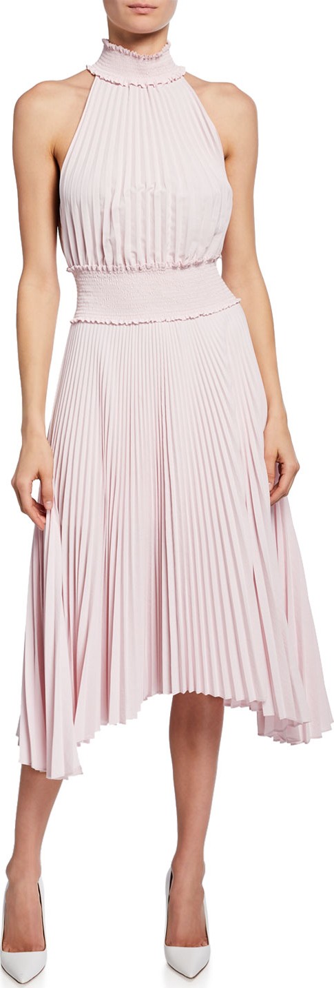 A.L.C. Renzo B High-Neck Pleated Midi Dress