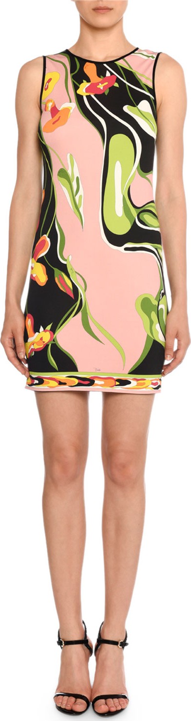 Emilio Pucci Water-Lily Print Sleeveless Sheath Dress