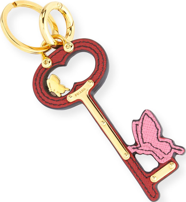 Prada Butterfly Key Bag Charm, Red/Pink (Fuoco/Begonia)