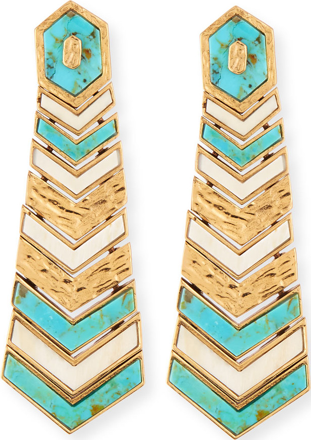 Akola Turquoise & Bone Chevron Drop Earrings