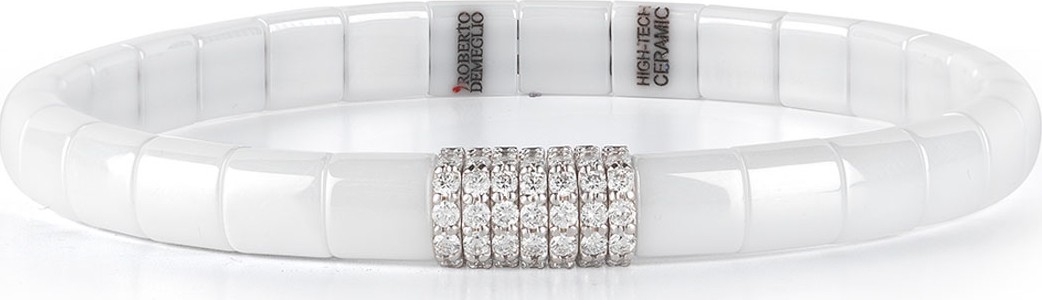 Roberto Demeglio White Ceramic & 18K White Gold Bracelet with Diamonds, 0.49 tdcw