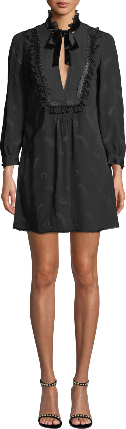COACH Tie Neck Flare Dress