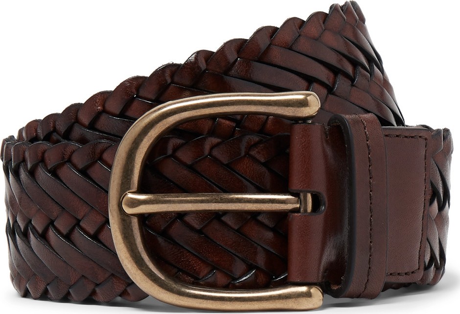 TOM FORD 4cm Brown Woven Leather Belt