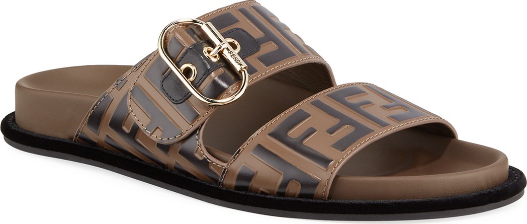 Fendi Leather FF Slide Sandals