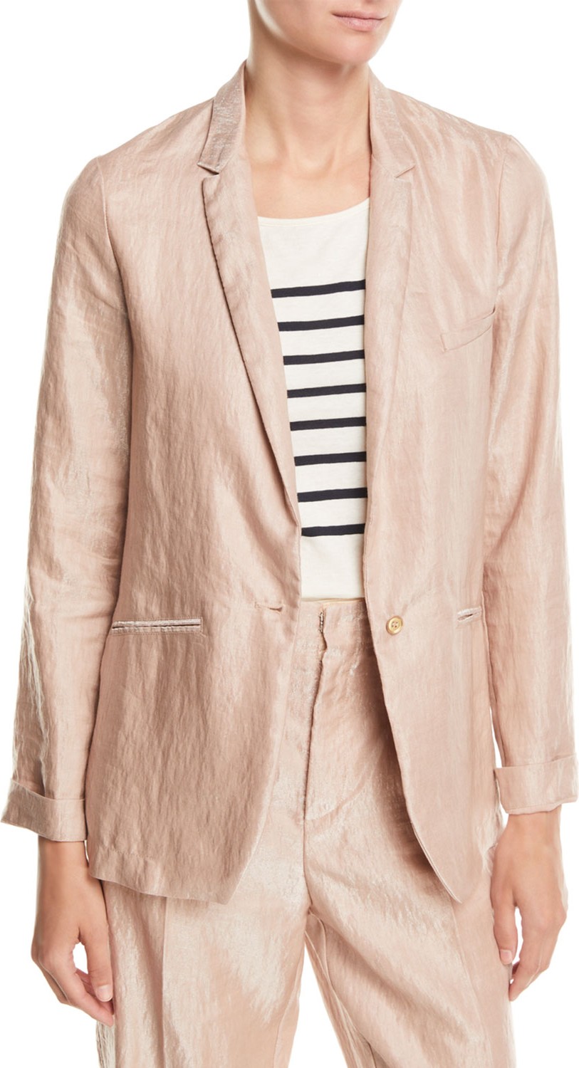 Forte Forte Iridescent Linen Satin Single-Button Jacket