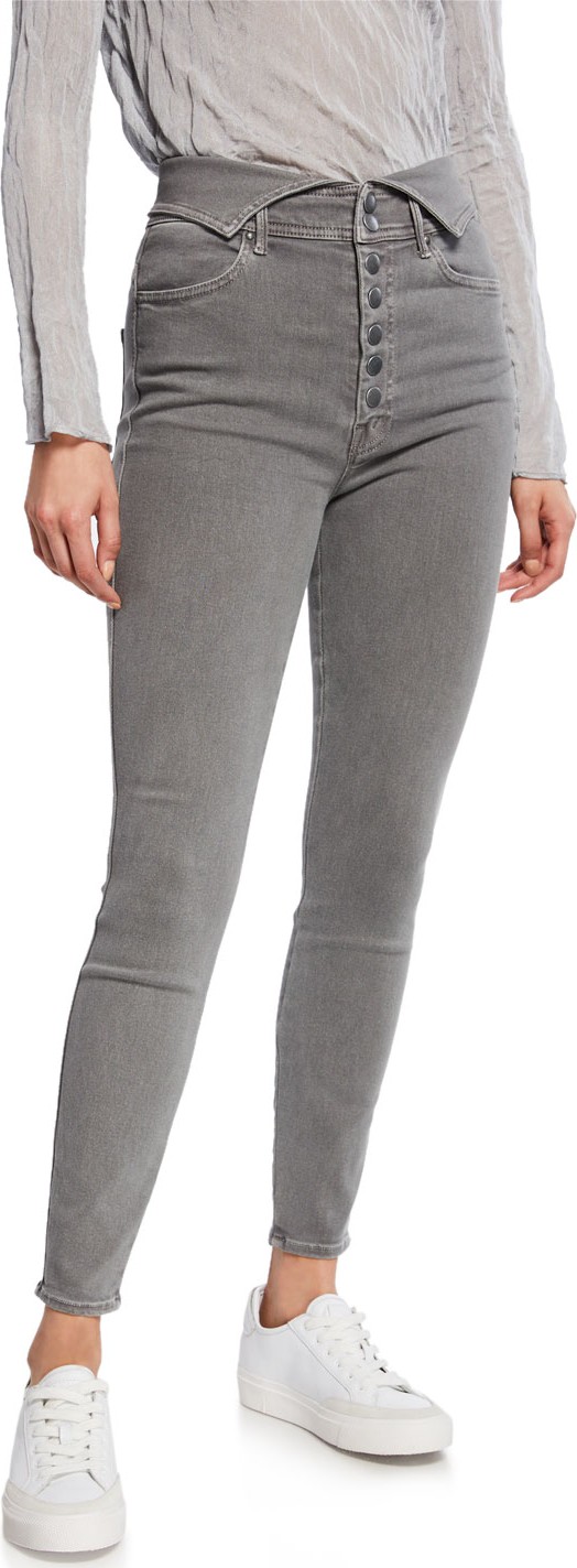 MOTHER The Swooner Exposed Snap Ankle Skinny Jeans
