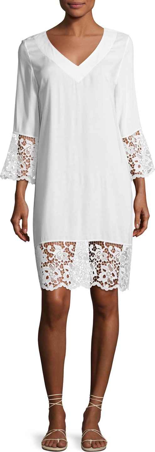 Lise Charmel Plage et Ville Lace-Trim Tunic Dress, White Lise Charmel Plage et Ville Lace-Trim Tunic Dress, White