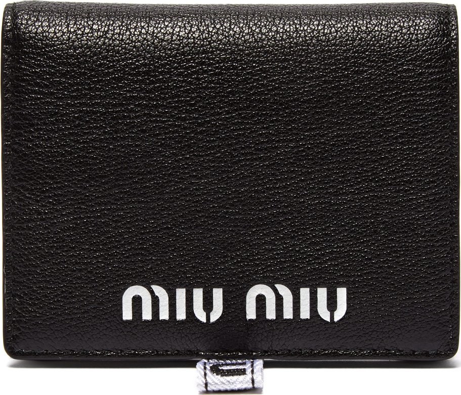 Miu Miu Logo-debossed grained-leather bi-fold wallet