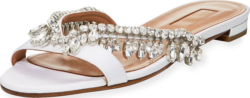 Aquazzura Gem Palace Flat Slide Sandal