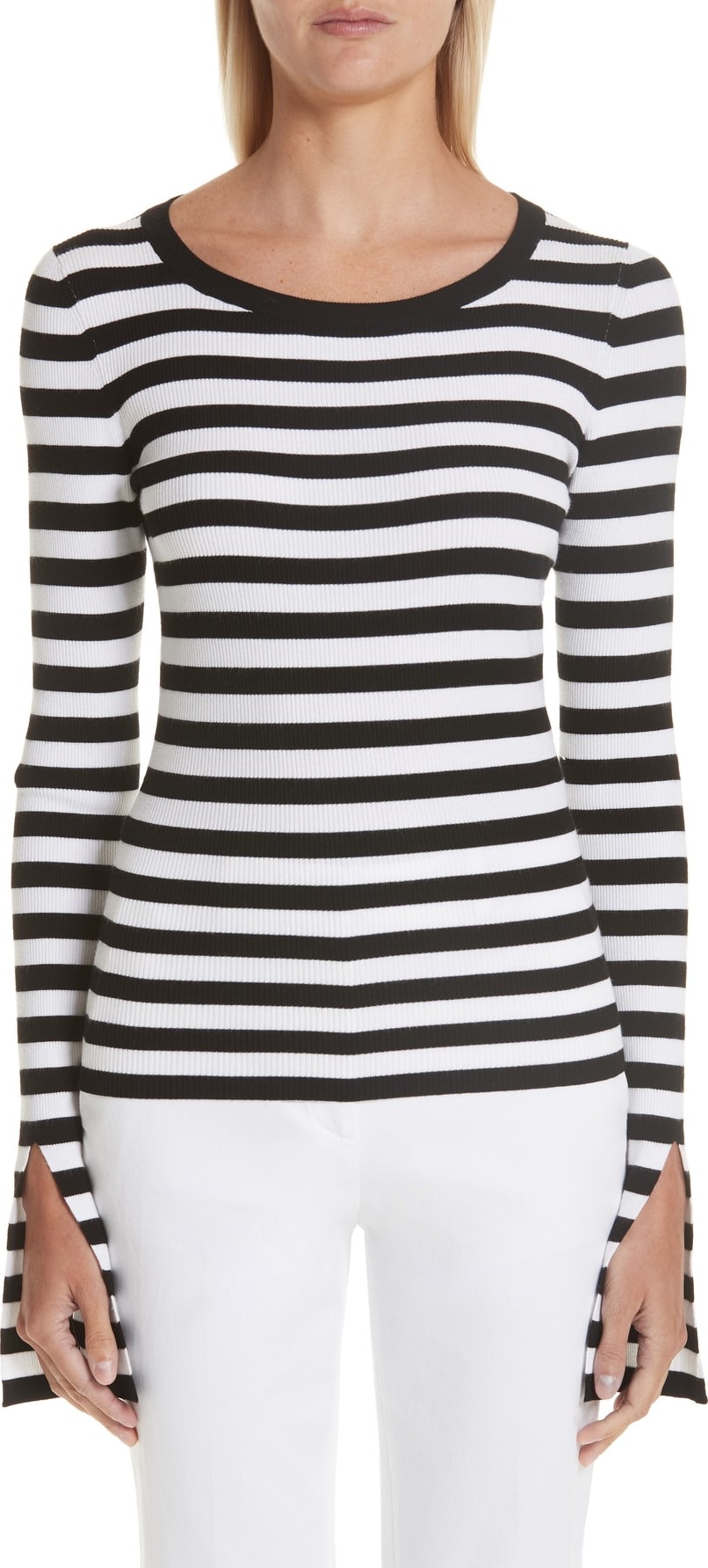 Michael Kors Split Sleeve Stripe Cashmere Sweater