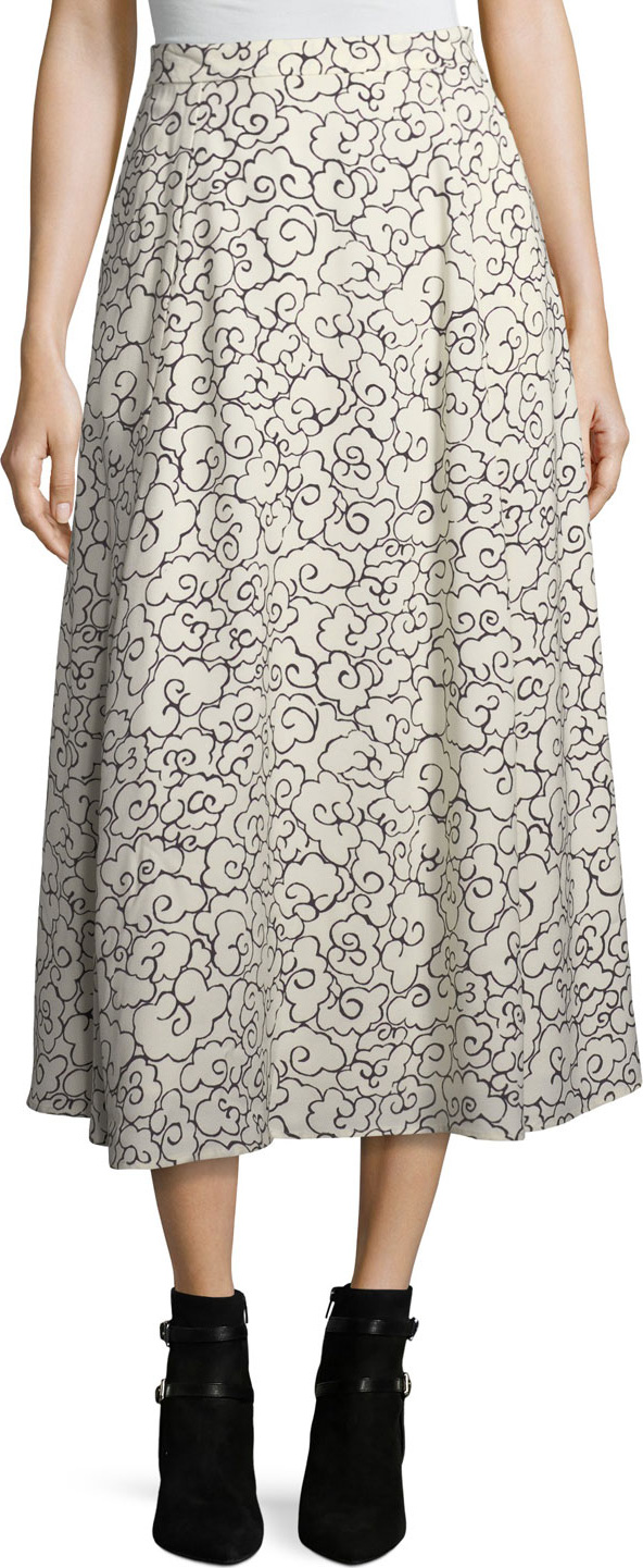 Alexa Chung Printed Fluid A-Line Maxi Skirt