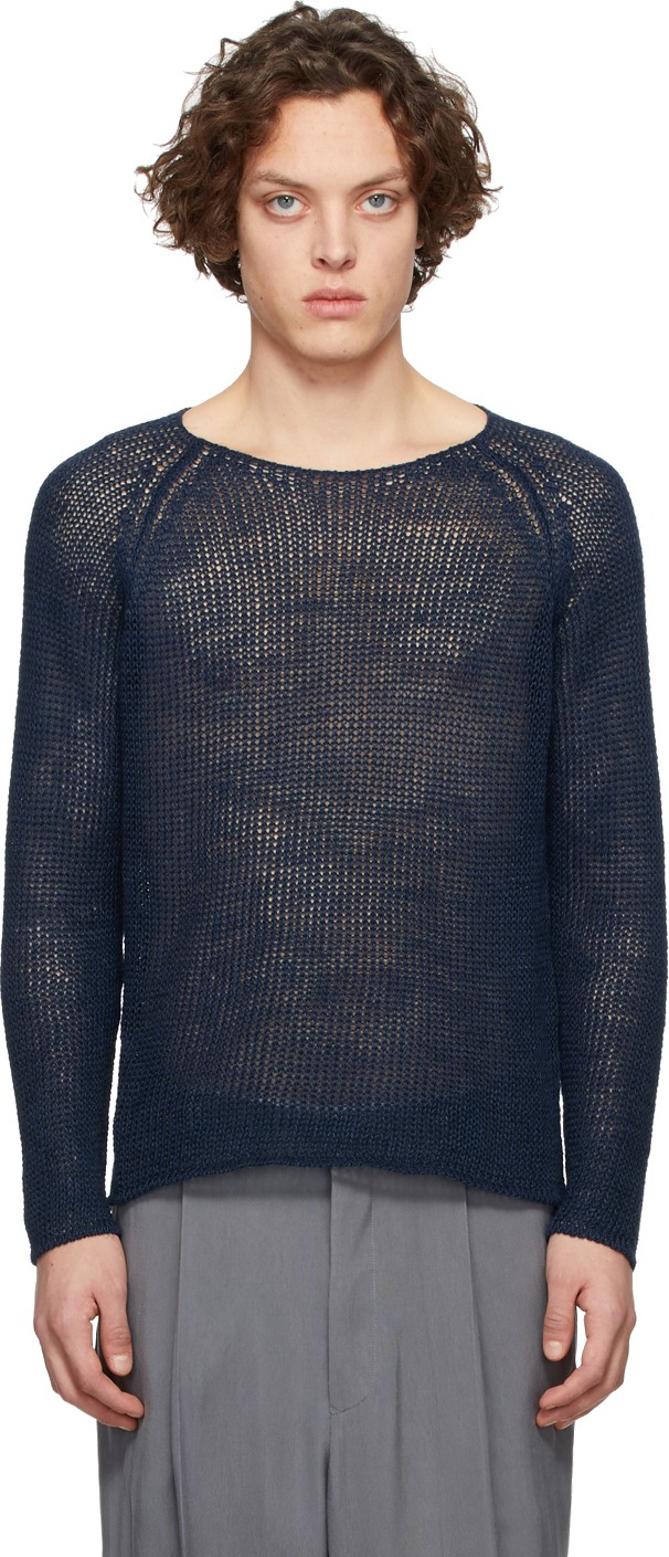 Giorgio Armani Navy Hemp Sweater