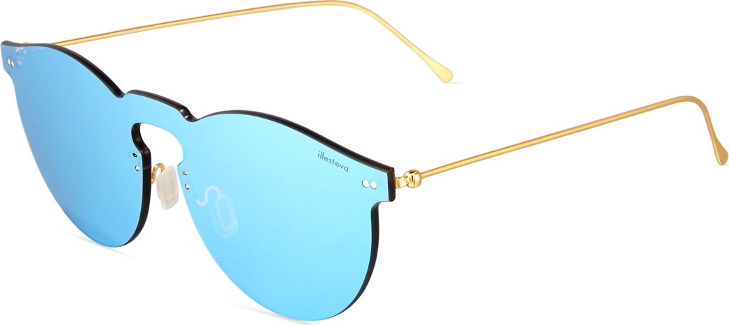 Illesteva Leonard Mirrored Mask Sunglasses, Sky Blue