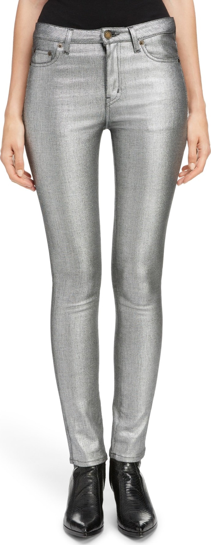 Saint Laurent Metallic Skinny Jeans
