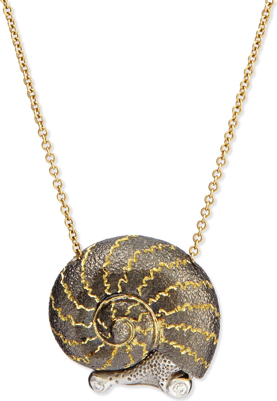 Alex Soldier Snail Pendant Necklace with Diamonds