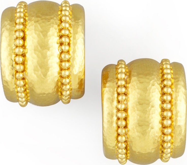 Elizabeth Locke Amalfi Granulated 19k  Gold Huggie Earrings