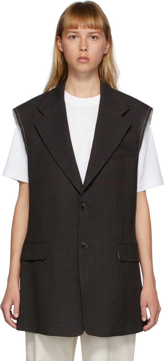 Raf Simons Brown Single-Breasted Sleeveless Blazer