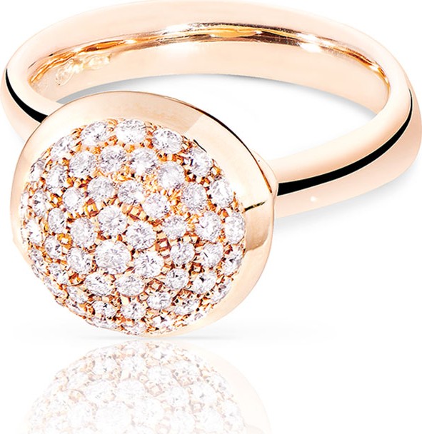 Tamara Comolli Bouton Large 18K Rose Gold Pave Diamond Dome Ring, Size 7/54