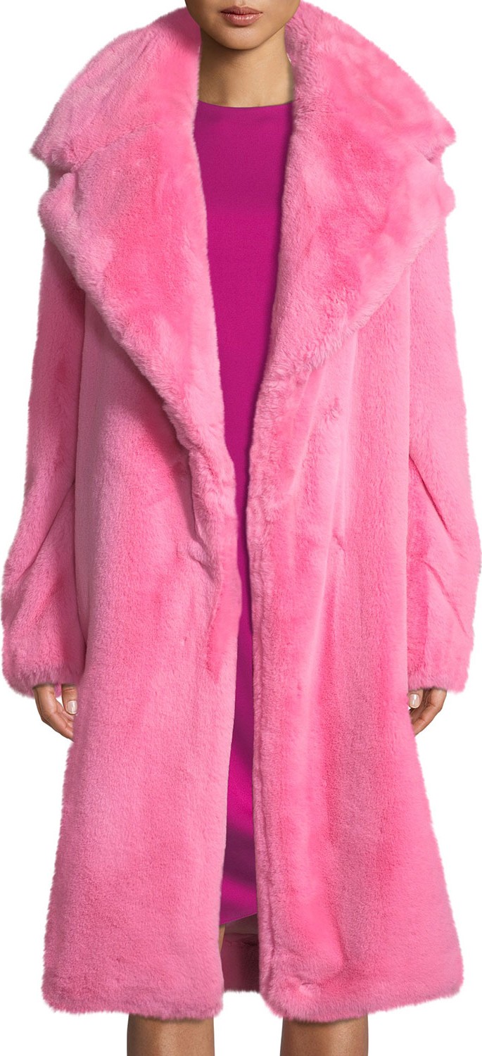 MILLY Riley Long Faux-Fur Coat