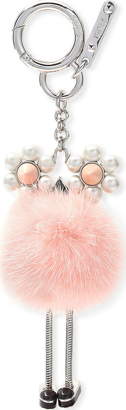 Fendi Chick Pompom Mink with Pearl Eye Bag Charm
