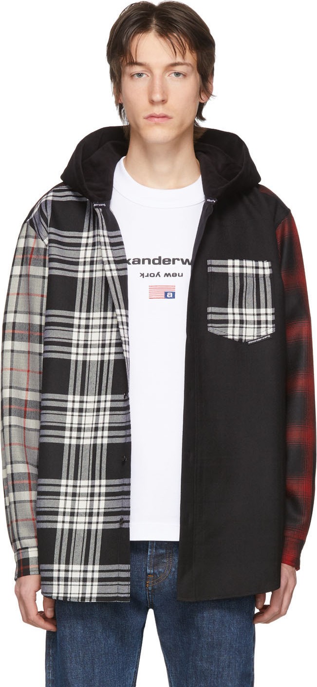Alexander Wang Black & Red Tartan Shirt Jacket