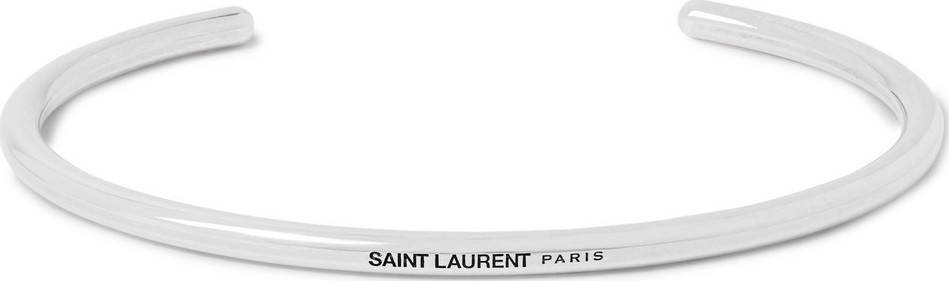 Saint Laurent Logo-Engraved Silver-Tone Cuff