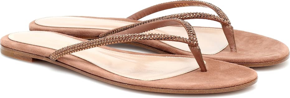 Gianvito Rossi Crystal-embellished suede sandals