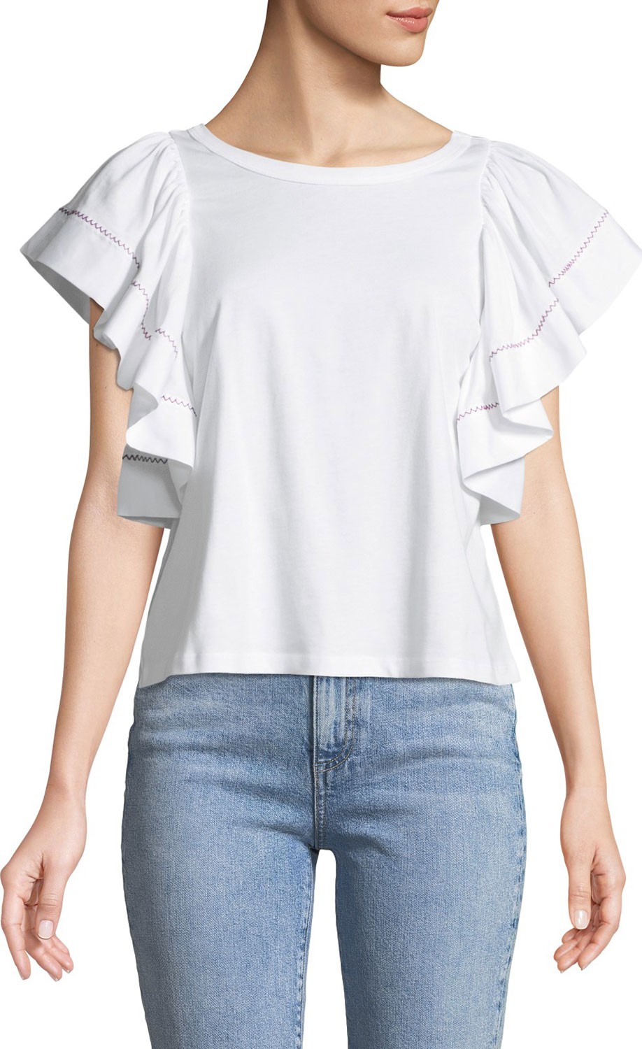 See By Chloé Flouncy-Sleeve Cotton Tee