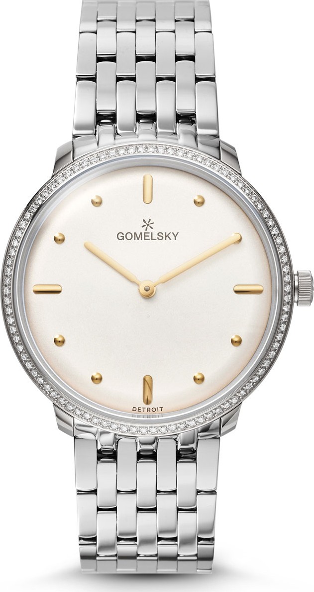 Gomelsky 36mm Audry Silver Opaline Bracelet Watch w/Diamonds