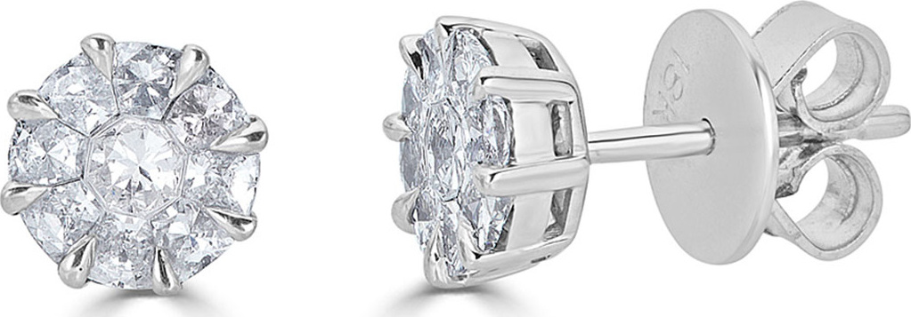 ZYDO 18k Mosaic Round Diamond Stud Earrings
