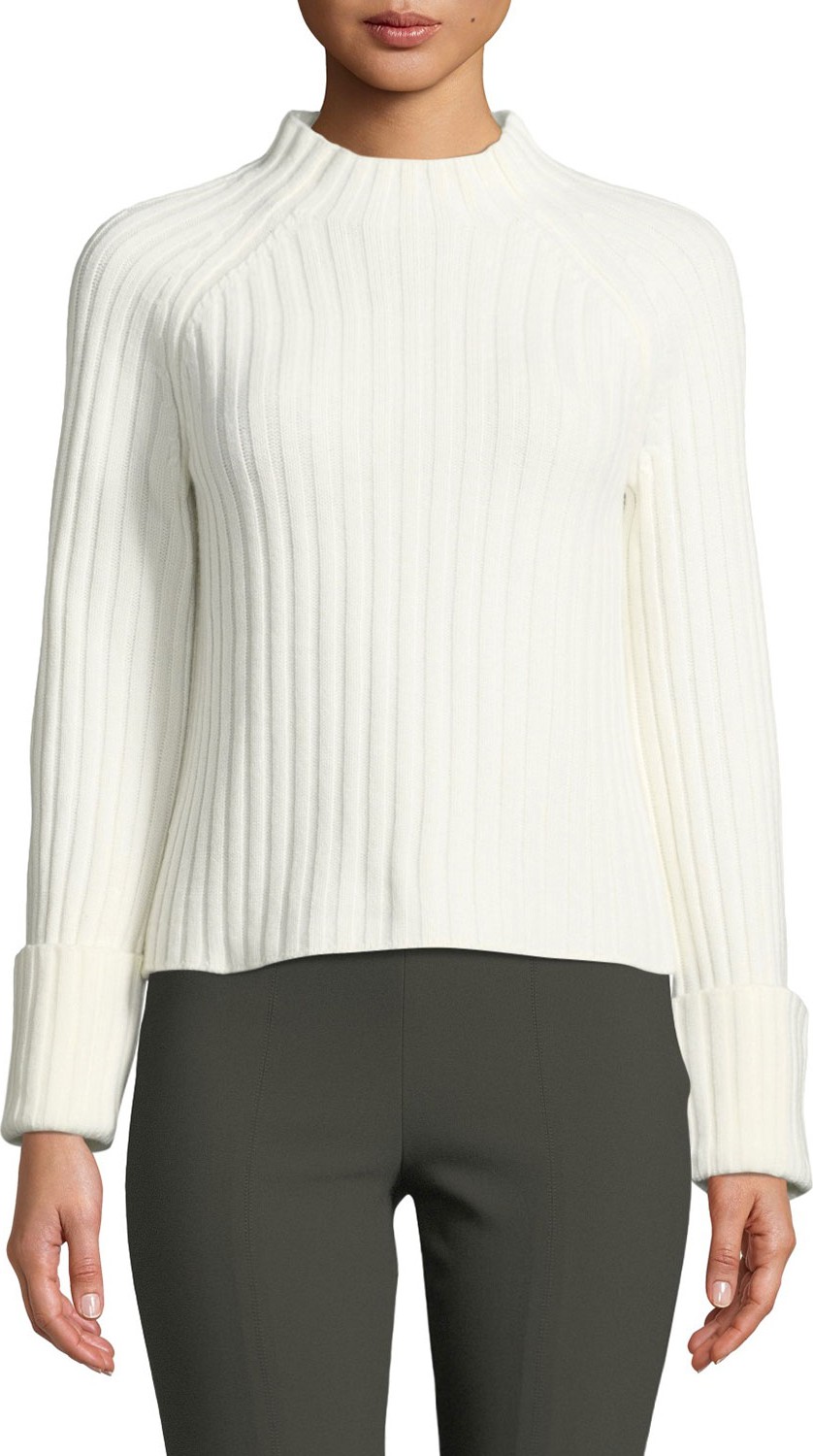 Vince Cuffed Mock-Neck Wool-Cashmere Sweater