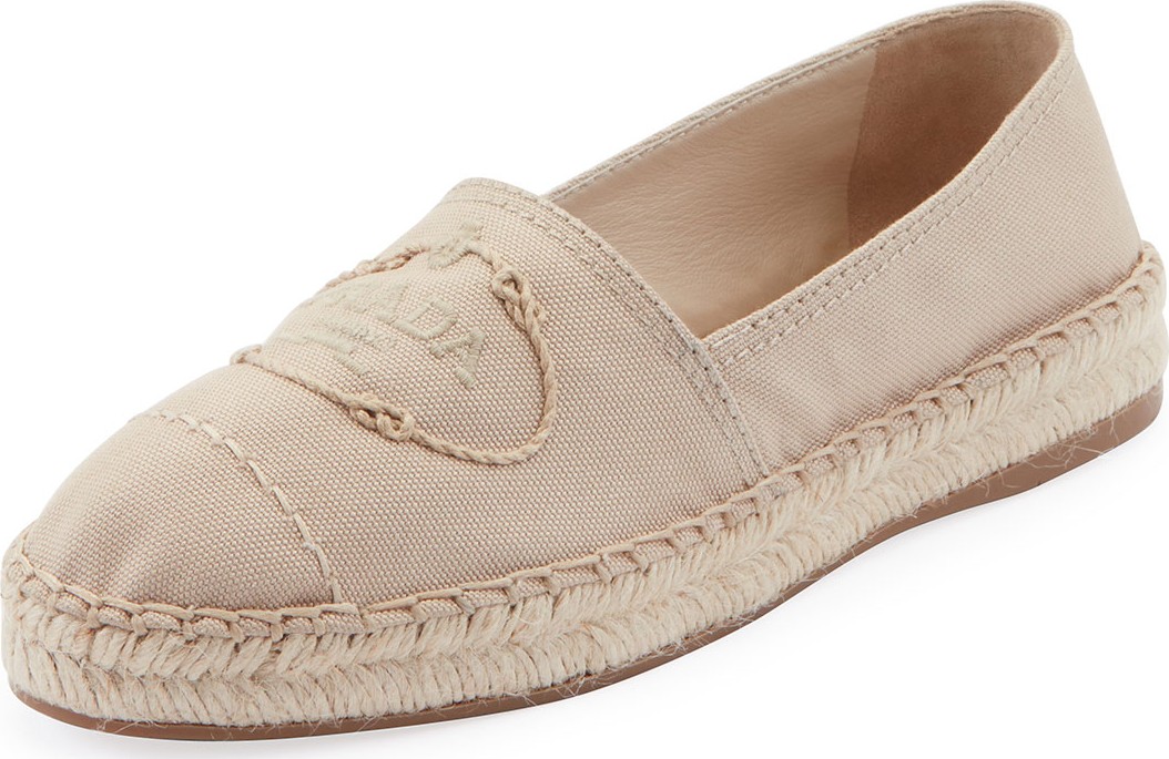 Prada Canvas Slip-On Logo Espadrilles