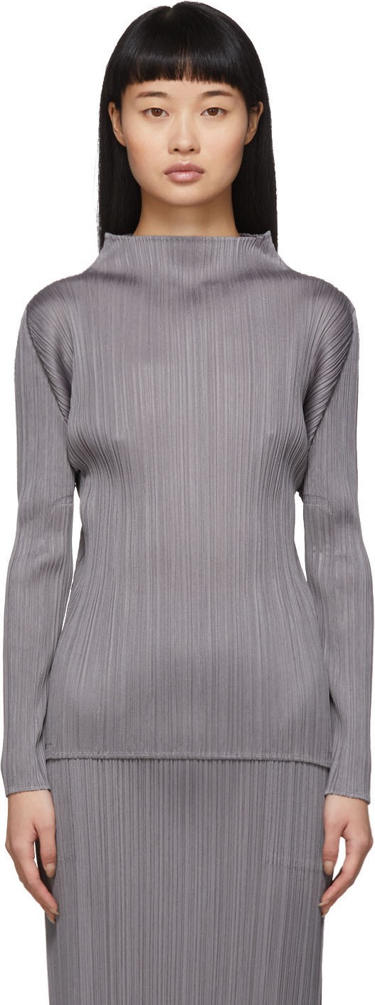 Pleats Please By Issey Miyake Grey Basics Pleats Turtleneck