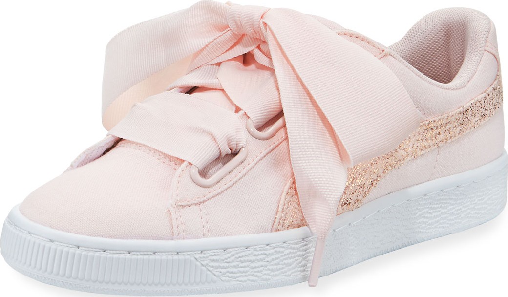 PUMA Basket Heart Canvas Sneakers, Pearl White