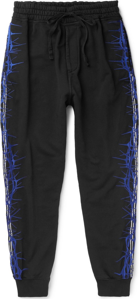 Haider Ackermann Slim-Fit Tapered Embroidered Loopback Cotton-Jersey Sweatpants