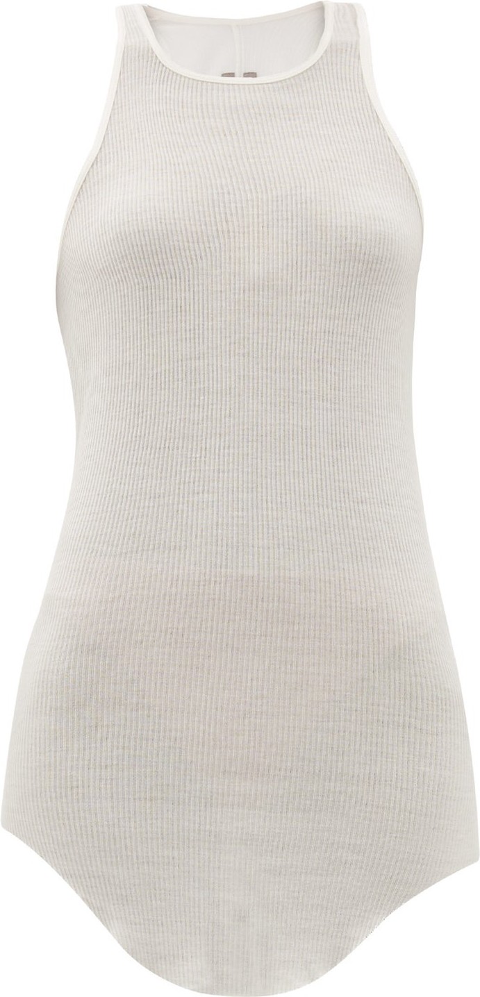 Rick Owens Racer-back ribbed-knit T-shirt