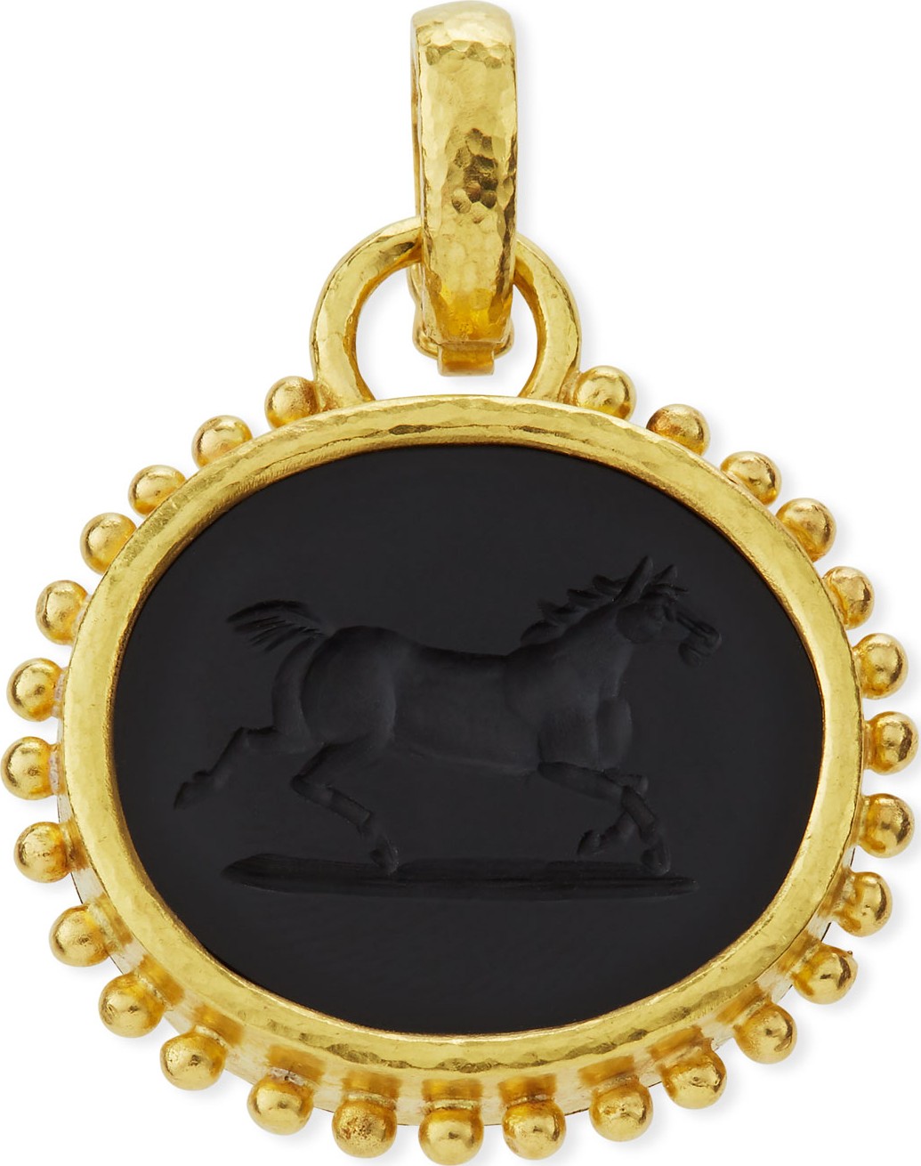 Elizabeth Locke Onyx Running Horse Pendant