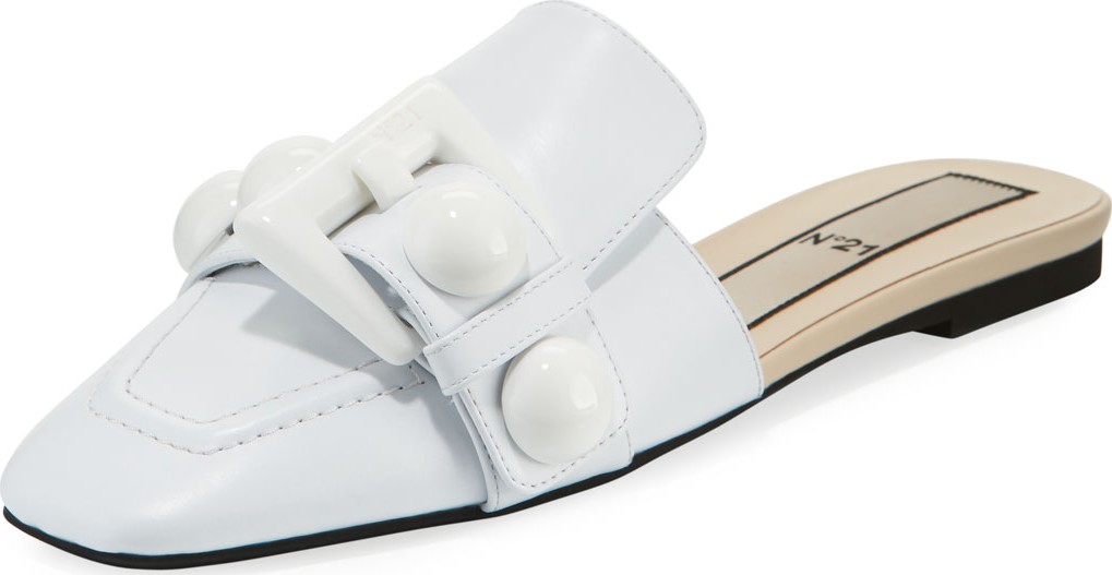 Nº21 Buckle Calf Leather Flat Mules