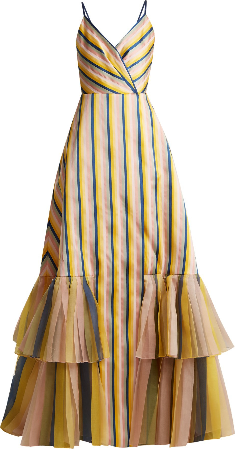 Carolina Herrera V-neck striped gown