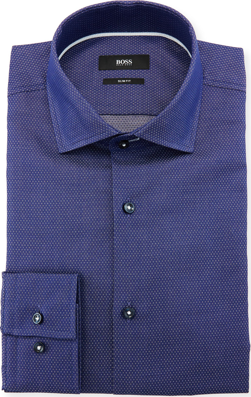 BOSS Hugo Boss Men's Slim Fit Diamond Cotton Dress Shirt