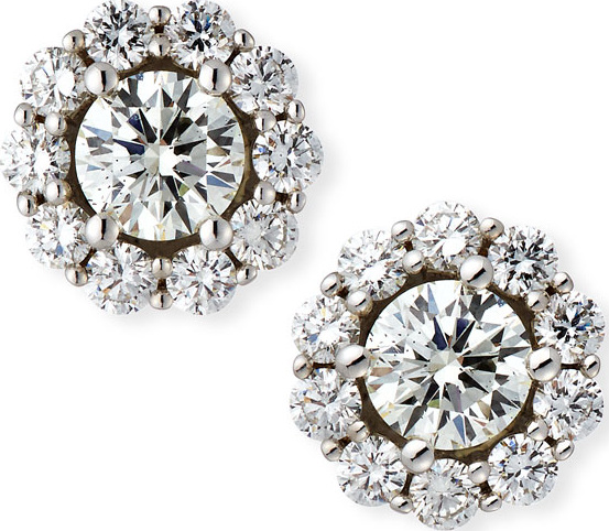 Memoire Blossom Diamond Stud Earrings in 18K White Gold, 1.5tdcw