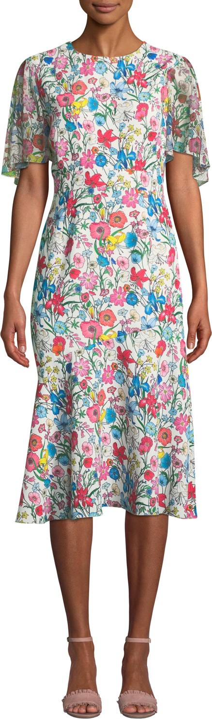 Elie Tahari Sabrina Floral-Print Midi Dress Elie Tahari Sabrina Floral-Print Midi Dress