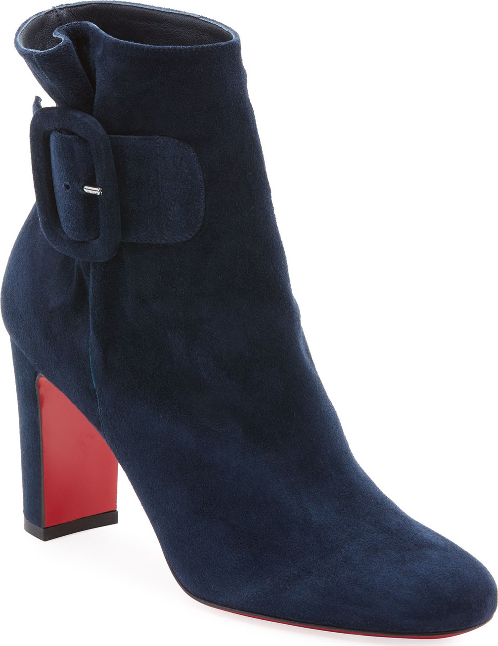 Christian Louboutin Tres Olivia Suede Buckled Red Sole Booties